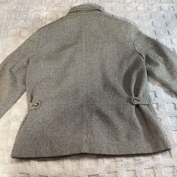 Women's Vtg Evan Picone Green Herringbone Tweed Jacket Coat Size 10 - Picture 9 of 16